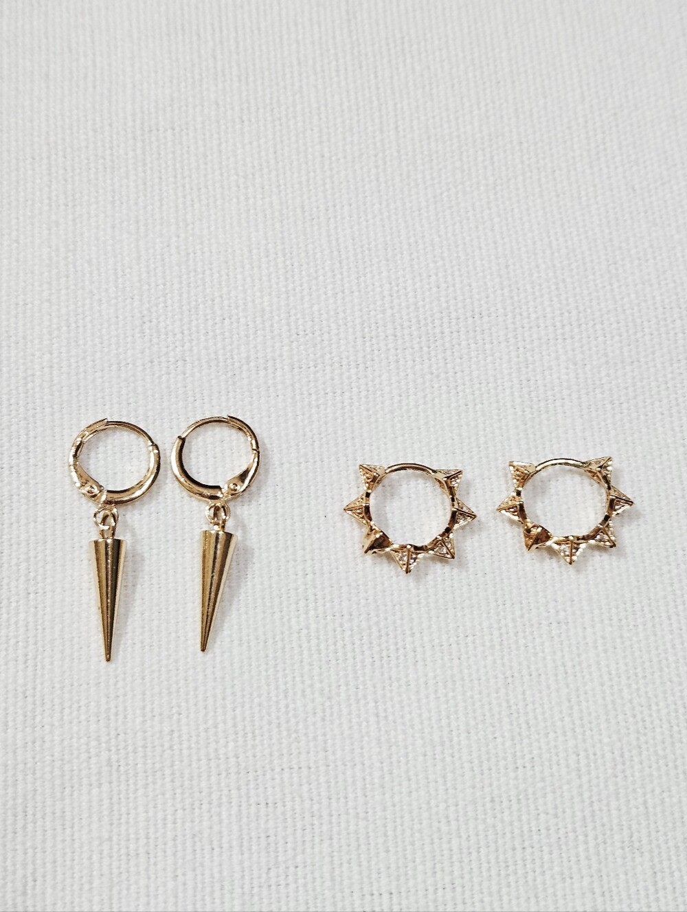 Gold Spike Hoop & Gold Star Spike Hoop Earrings Set